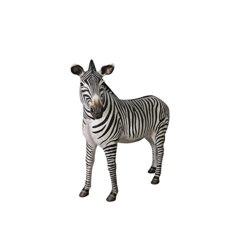 African Zebra Outdoor Garden Statue - 63" - Black and White