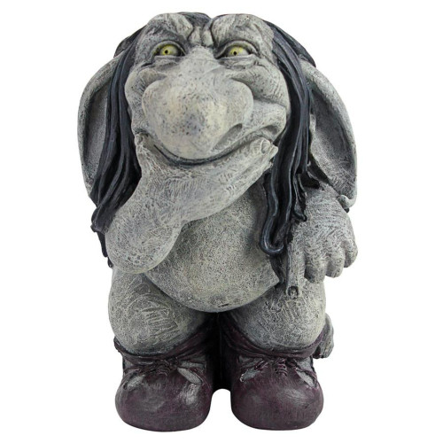 Pondering Cynical Gnome Garden Statue - 10.5" - Gray and Black
