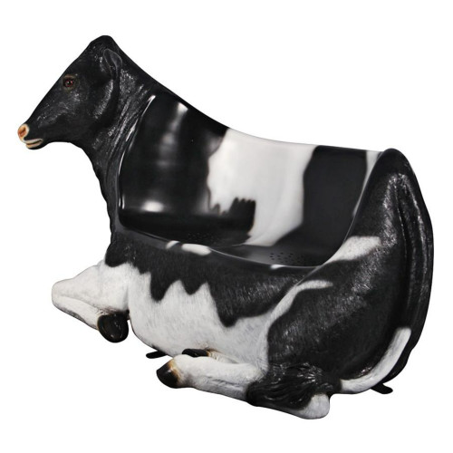 Cowch Holstein Cow Outdoor Garden Bench - 66" - Black and White