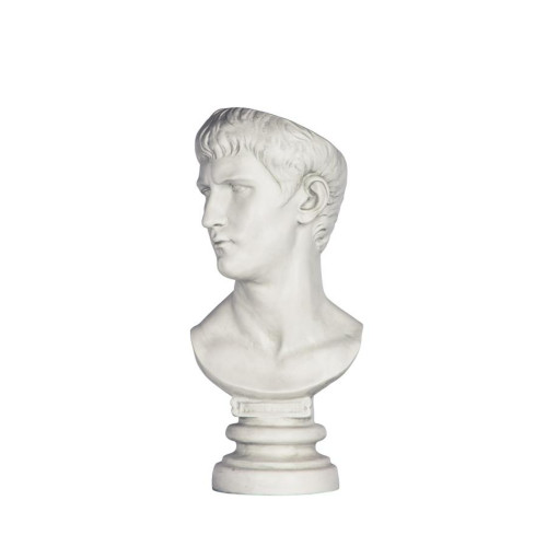 Emperor Caligula Bust Outdoor Garden Planter Statue - 17.5" - White and Gray