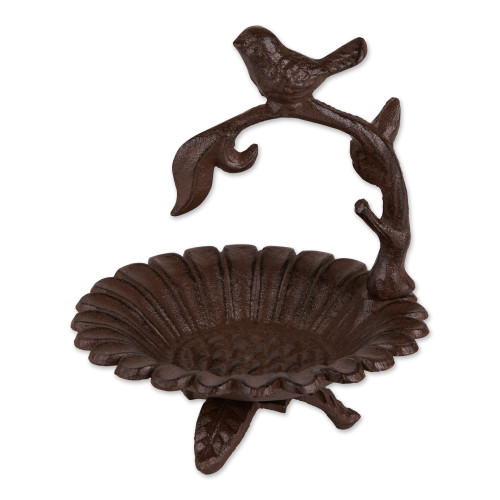 Sunflower Cast-Iron Outdoor Bird Feeder - 11.25" - Brown