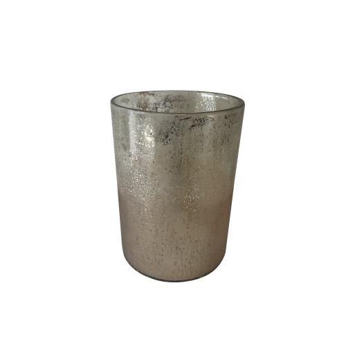 Glass Tabletop Candle Holder - 7.5" - Silver