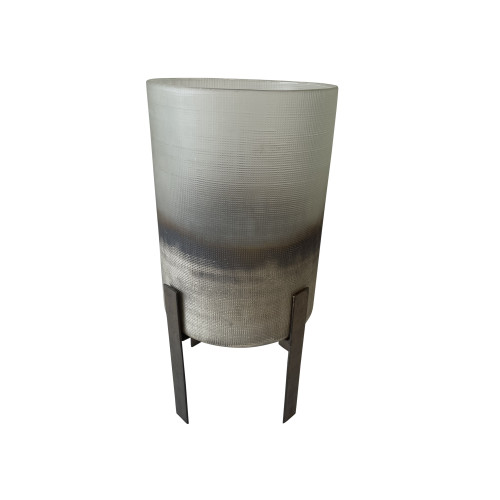 Hand-Etched Glass Tabletop Candle Holder - 12.5" - Clear