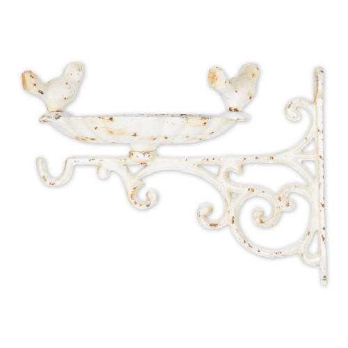 Weathered Cast Iron Bird Feeder - 11.5" - White