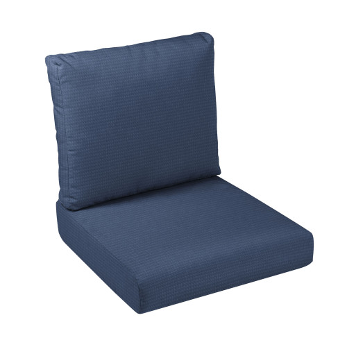 2-Piece Upholstered Rounded Front Deep Seating Outdoor Cushion Set - 30" - Navy Blue
