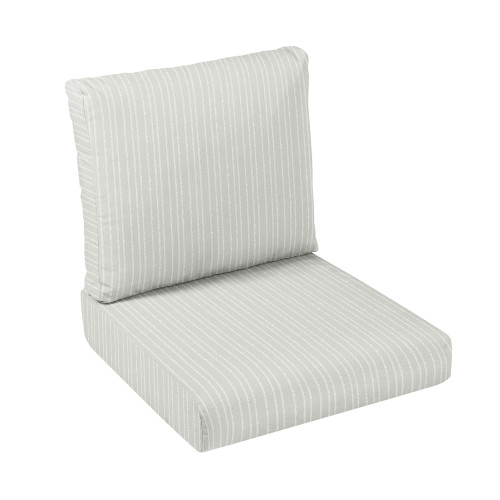 2-Piece Striped Upholstered Rounded Front Deep Seating Outdoor Cushion Set - 25" - Gray
