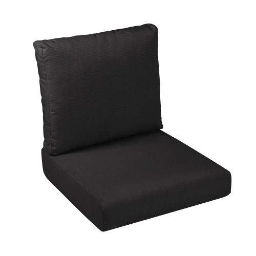 2-Piece Textured Upholstered Rounded Front Deep Seating Outdoor Cushion Set - 22.5" - Black