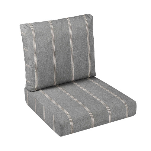 2-Piece Striped Round Front Deep Seating Outdoor Cushion Set - 23.5" - Tan Brown