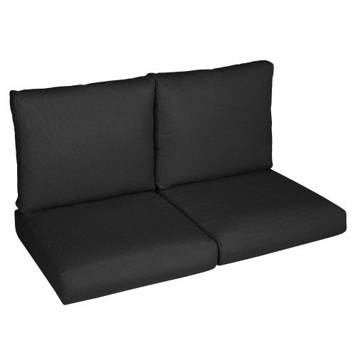 4-Piece Upholstered Outdoor Loveseat Cushion Set - 22.5" - Black
