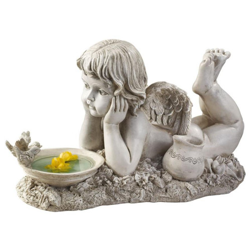 Summertime Reflections Cherub Outdoor Garden Statue - 17.5"