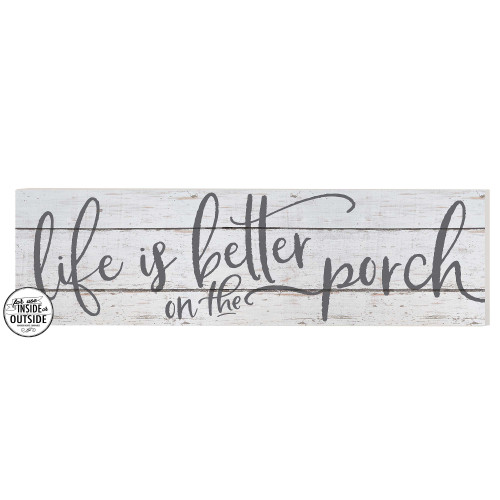 Distressed "Life is Better on the Porch" Outdoor Wall Sign - 35" - White and Gray