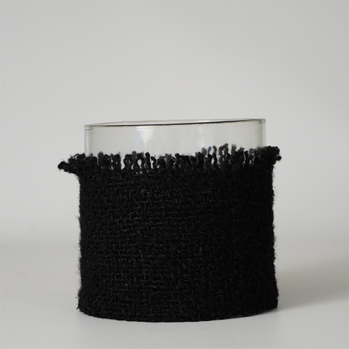 Textured Glass Votive Candle Holder - 6" - Gray