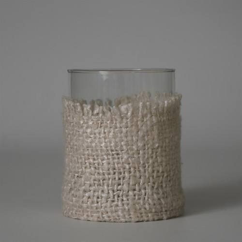 Textured Glass Votive Candle Holder - 5" - Cream