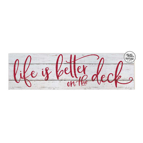 Distressed "Life is Better on the Deck" Outdoor Wall Sign - 35" - White and Red