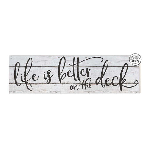Distressed "Life is Better on the Deck" Outdoor Wall Sign - 35" - White and Black