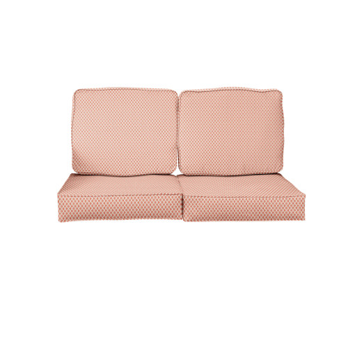 4-Piece Diamond Outdoor Patio Loveseat Cushion Set - 25" - Red and White