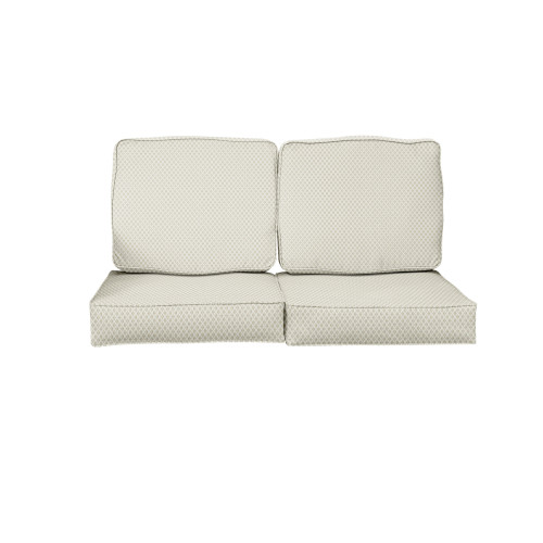 4-Piece Diamond Outdoor Patio Loveseat Cushion Set - 22.5" - Off White and Beige