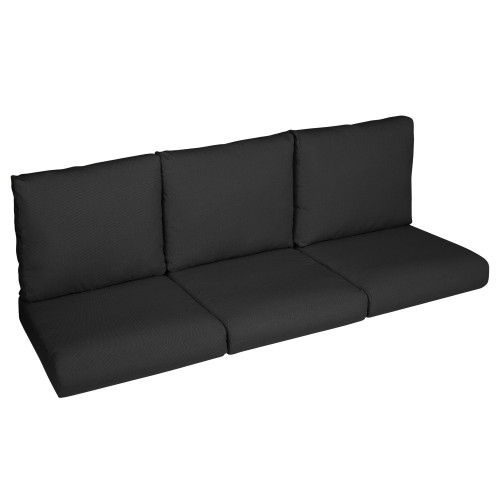 6-Piece Solid Round Front Deep Outdoor Seating Sofa Cushion Set - 87" - Black