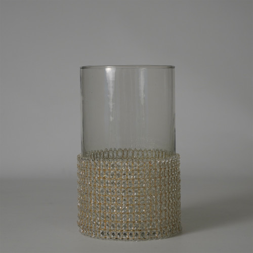 Textured Glass Votive Candle Holder - 10" - Clear and Gold