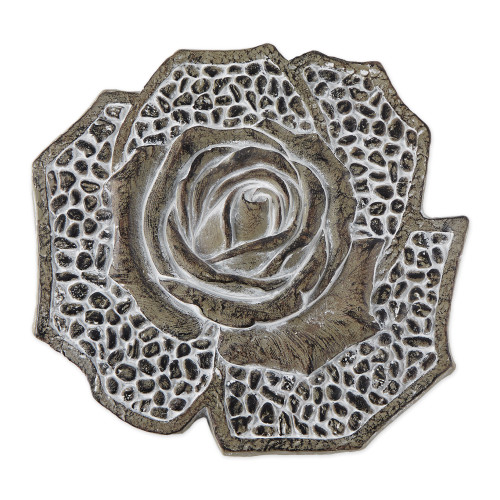 Rose Flower Outdoor Garden Stepping Stone - 9.75" - Brown