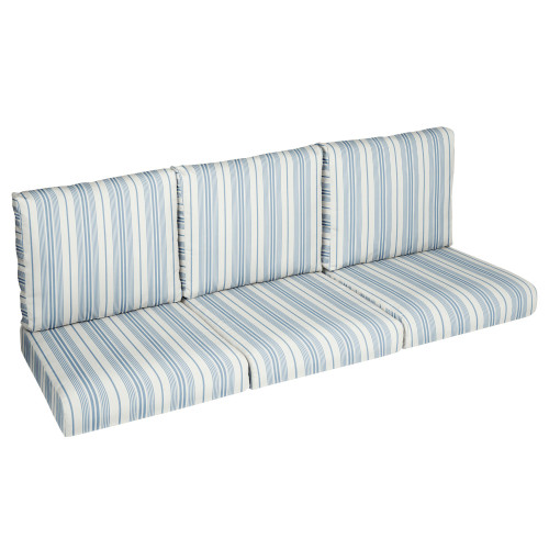 6-Piece Striped Round Front Deep Outdoor Seating Sofa Cushion Set - 70.5" - Blue and White