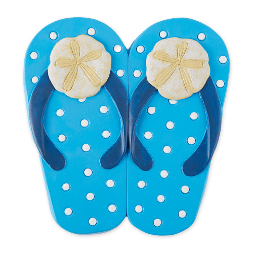 Sand Dollar Flip Flops Outdoor Garden Stepping Stone - 9.5" - Blue