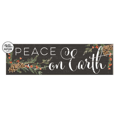 Pinecones "Peace on Earth" Outdoor Christmas Wall Sign - 35" - Black and White