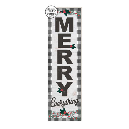 Checkered "Merry Everything" Outdoor Christmas Wall Sign - 35" - Gray and Black