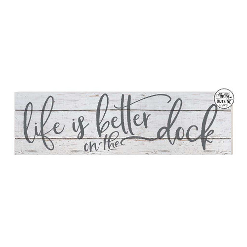 Rectangular "Life is Better on the Dock" Outdoor Wall Sign - 35" - White and Gray