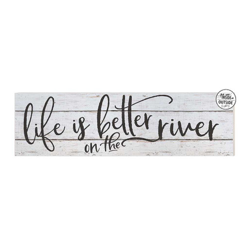Rectangular "Life is Better on the River" Outdoor Wall Sign - 35" - White and Black