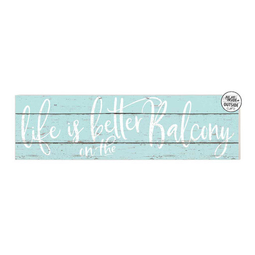 Distressed "Life is Better on the Balcony" Outdoor Wall Sign - 35" - Blue and White