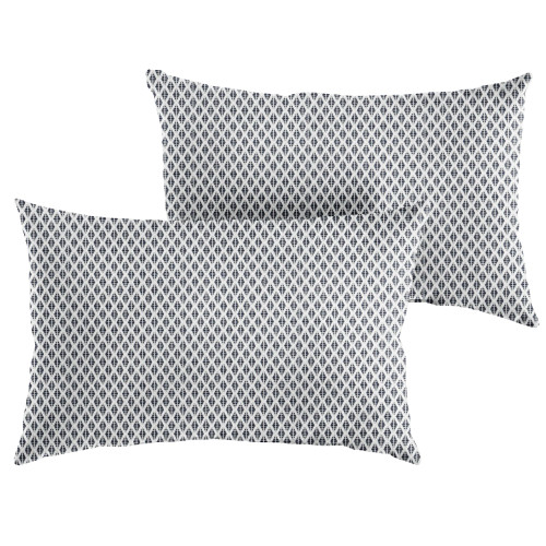 Knife Edge Diamond Rectangular Outdoor Lumbar Throw Pillows - 24" - Blue - Set of 2