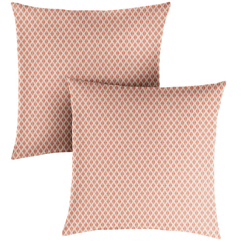 Diamond Knife Edged Square Throw Pillow - 16" - Red and White - Set of 2