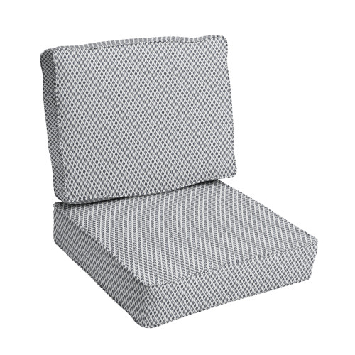 2-Piece Corded Square Outdoor Patio Chair Cushion Set - 22" - Blue and White