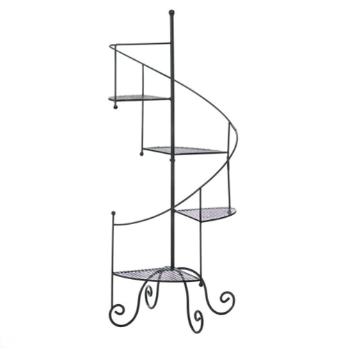 Curved Banister Outdoor Plant Stand - 39" - Black