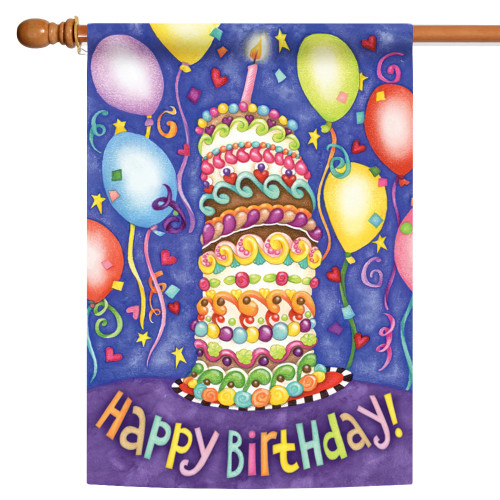 Giant Layered Cake '"Happy Birthday" Outdoor Flag - 40" x 28"