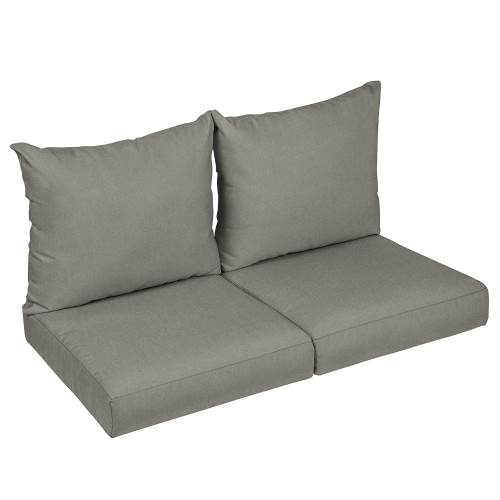 4-Piece Upholstered Outdoor Loveseat Pillow and Cushion Set - 27" - Gray