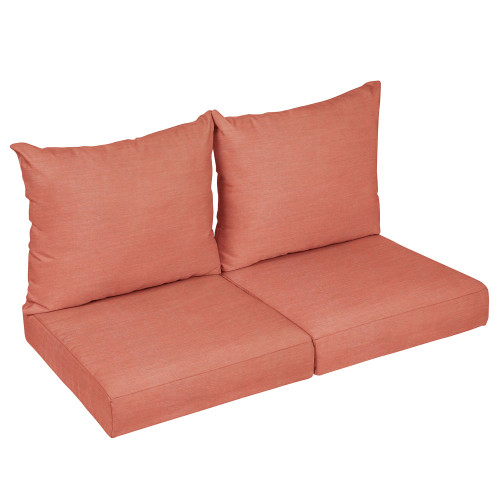 4-Piece Upholstered Outdoor Loveseat Pillow and Cushion Set - 22.5" - Orange