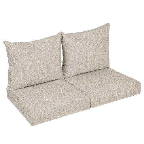 4-Piece Outdoor Patio Loveseat Pillow and Cushion Set - 25" - Gray