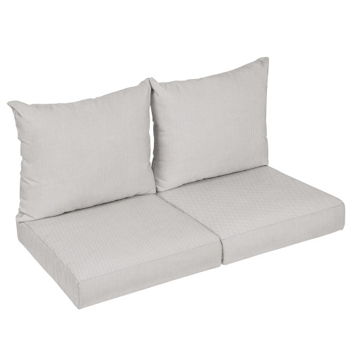 4-Piece Outdoor Loveseat Pillow and Cushion Set - 25" - Tan Brown