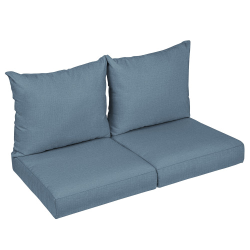4-Piece Outdoor Patio Loveseat Pillow and Cushion Set - 27" - Blue