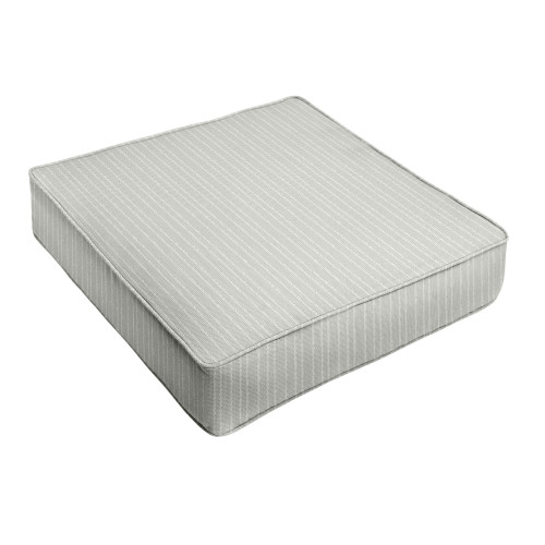 Striped Corded Deep Outdoor Seating Cushion - 30" - Gray and White