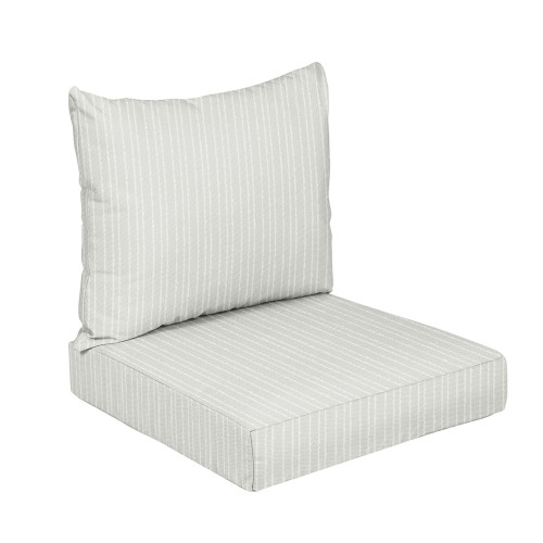 2-Piece Striped Outdoor Patio Deep Seating Pillow and Cushion Set - 22.5" - Gray