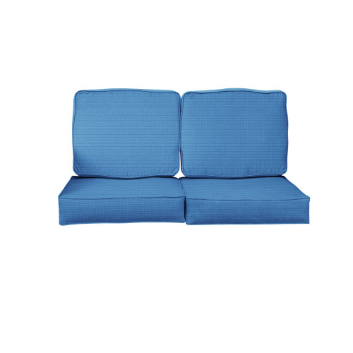 4-Piece Upholstered Outdoor Loveseat Cushion Set - 23.5" - Blue