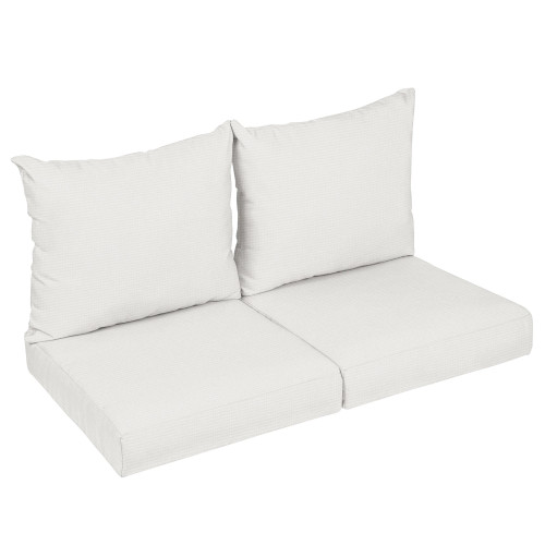 Solid Outdoor Loveseat Pillow and Cushion Set - 25" - Beige