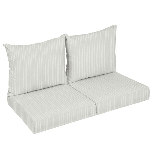 4-Piece Striped Outdoor Loveseat Pillow and Cushion Set - 25" - Gray