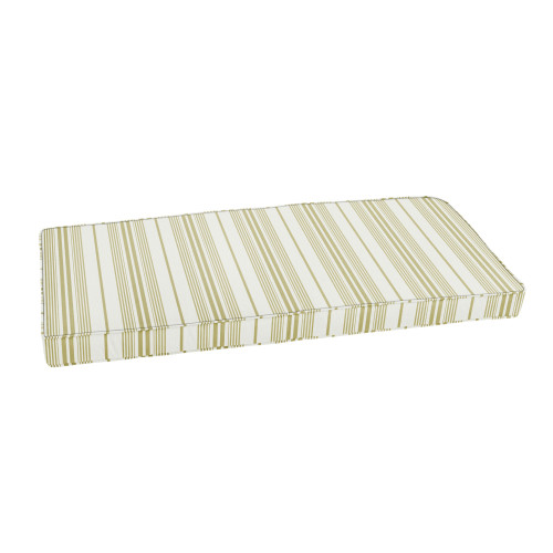 Striped Corded Rectangular Outdoor Bench Cushion - 60" - Green and White