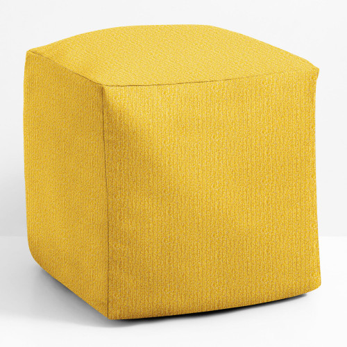 Solid Square Outdoor Ottoman Pouf - 17" - Yellow