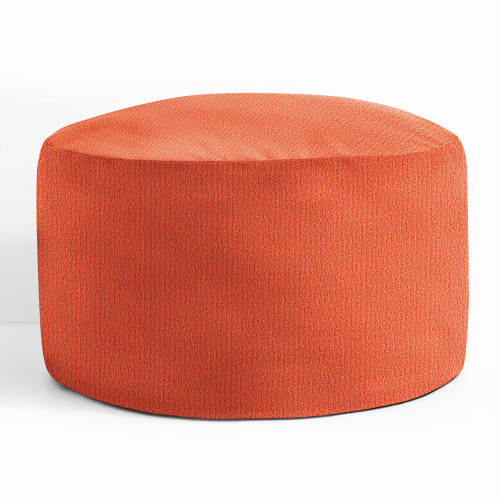 Solid Cylindrical Outdoor Ottoman Pouf - 30" - Orange