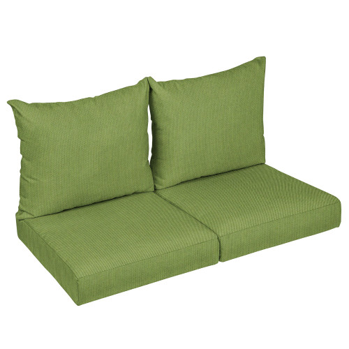 4-Piece Solid Outdoor Loveseat Pillow and Cushion Set - 23.5" - Green